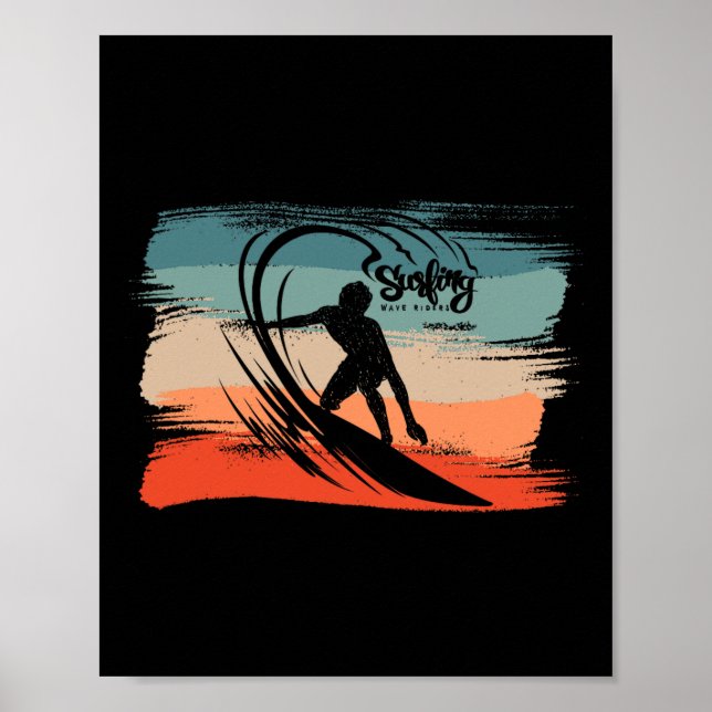 Surfande strand Surfarbräda Surf  Poster (Framsidan)