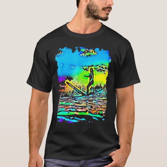 Surfande Surfa Surfer Pop Art T Shirt (Framsida)