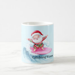 Surfande tomte fångar en våg kaffemugg