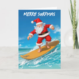 Surfande tomte jul helgkort