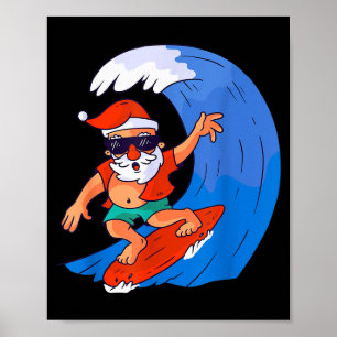 Surfande tomte jul X-mas present Poster