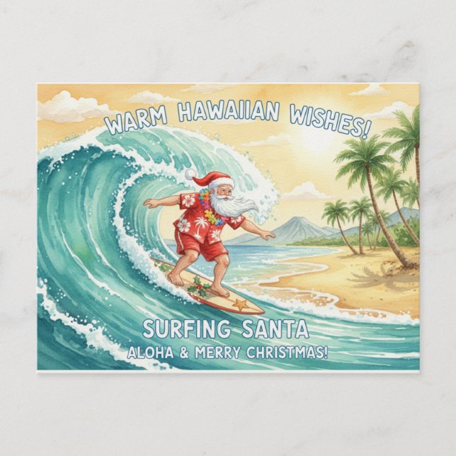 Surfande tomte på stor våg i Hawaii-helg  Helg Vykort (Framsida)