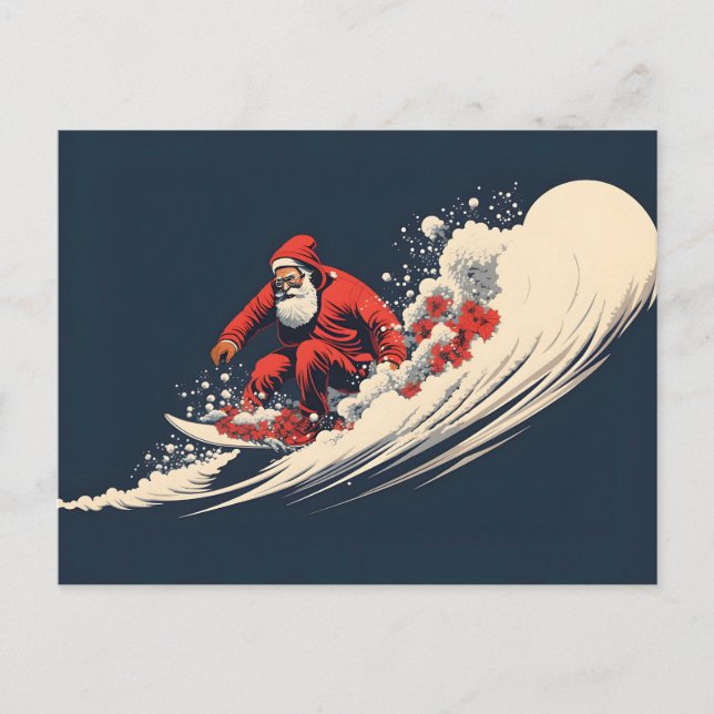 Surfande tomte sommarjul helg vykort (Framsida)