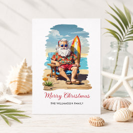 Surfande tomte strand julkort helg vykort