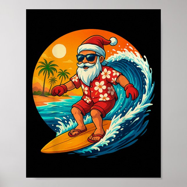 Surfande Tomte Trocal Jul Semester Hawaiian Be Poster (Framsidan)
