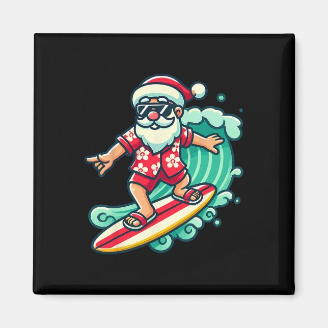 Surfande tomte tropisk julledighet jul i  magnet (Framsidan)