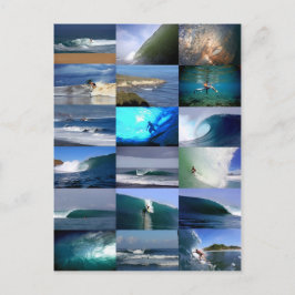 Surfande vågor montage vykort