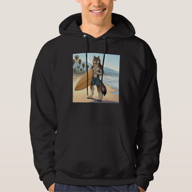 Surfande varg   hoodie (Framsida)