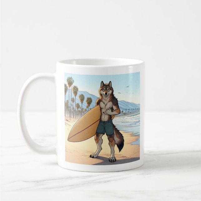 Surfande varg   kaffemugg (Vänster)