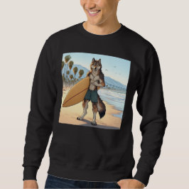 Surfande varg lång ärmad tröja