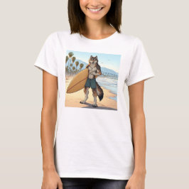 Surfande varg t shirt