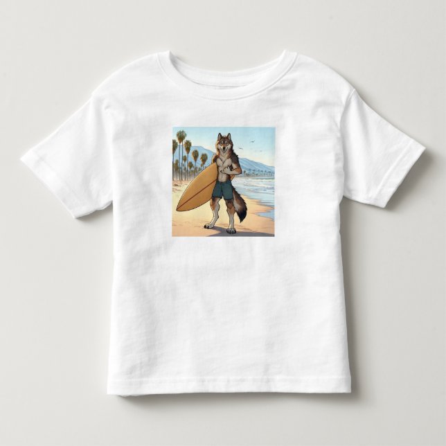 Surfande varg   t shirt (Framsida)
