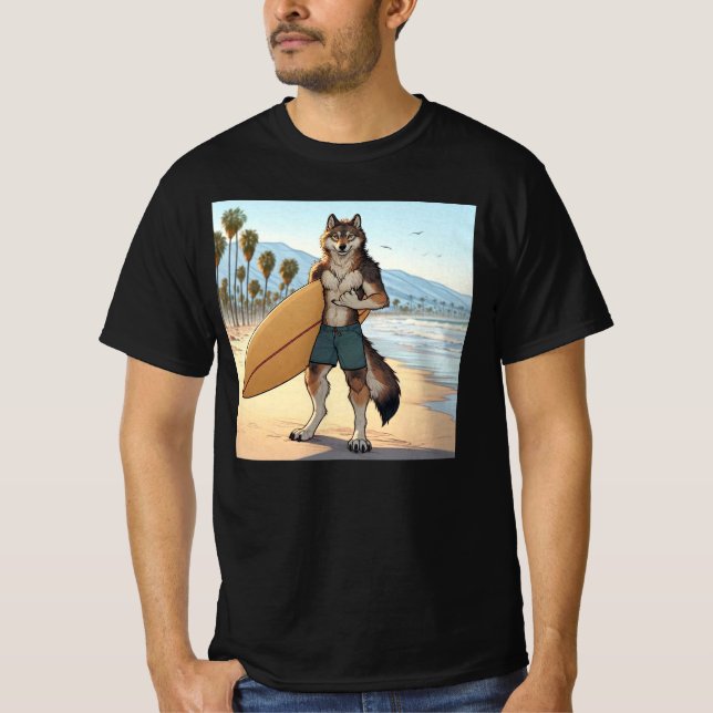Surfande varg t shirt (Framsida)