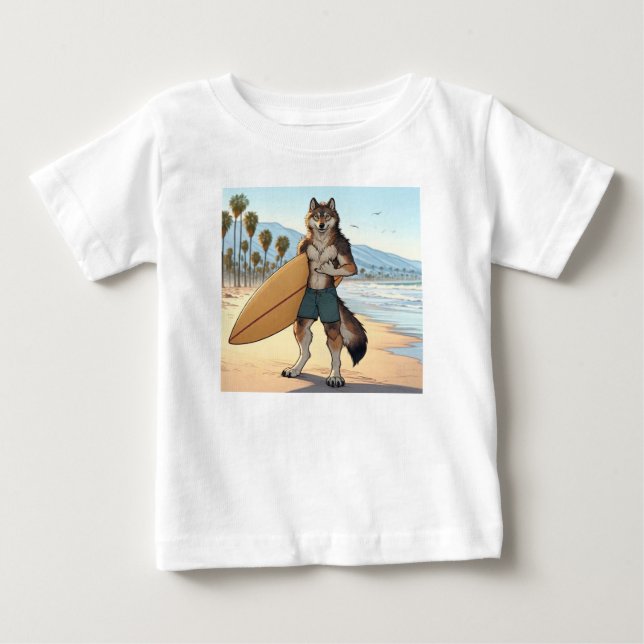 Surfande varg t shirt (Framsida)