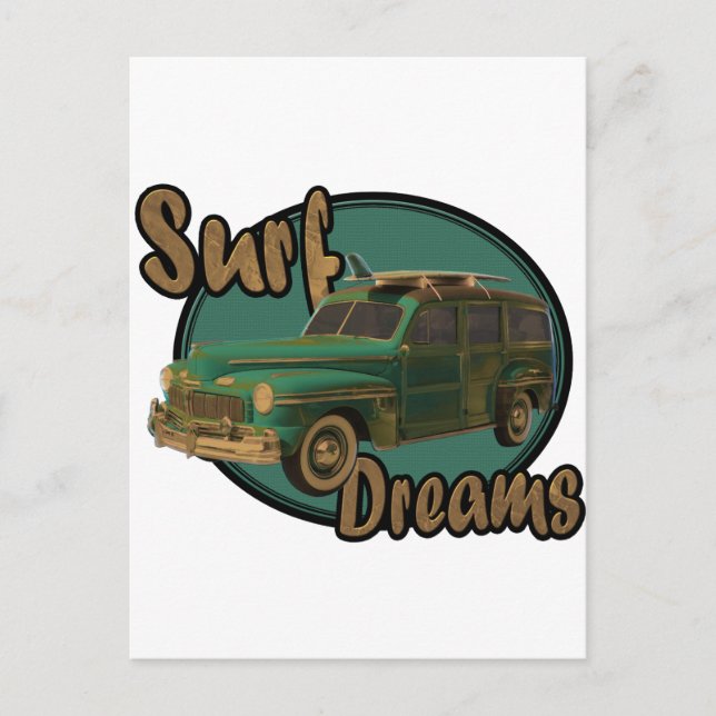 surfans drömmar låter surfin i en trädskog vykort (Framsida)