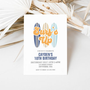Surfans inbjudan till Surfboard Beach Birthday