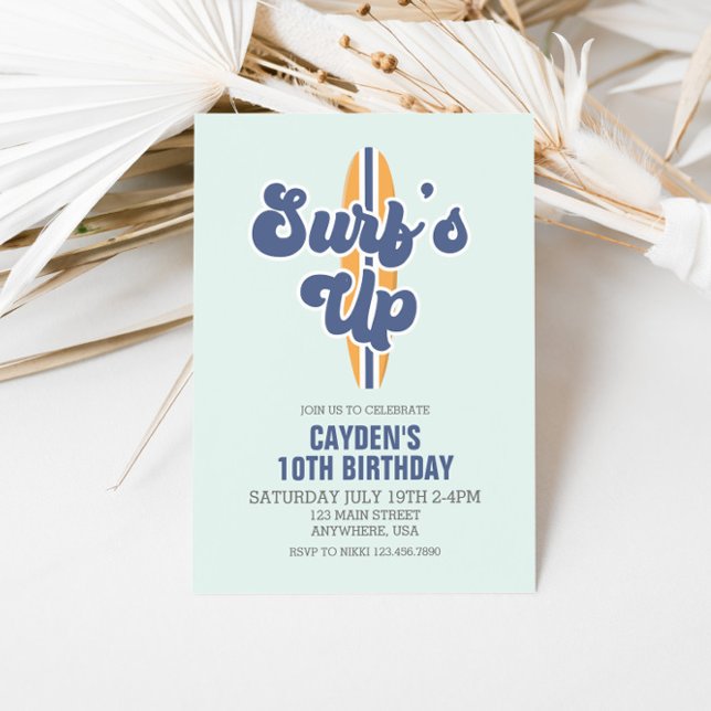 Surfans inbjudan till Surfboard Beach Birthday (Skapare uppladdad)