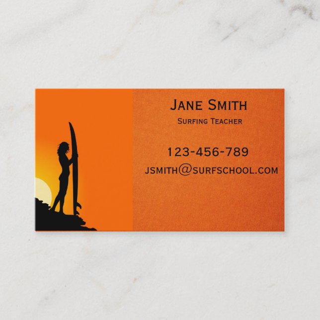 Surfans lärare för inlärning visitkort (Framsida)