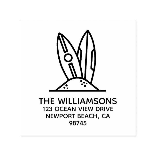 Surfans Returadress Självfärgande Stämpel (Design)