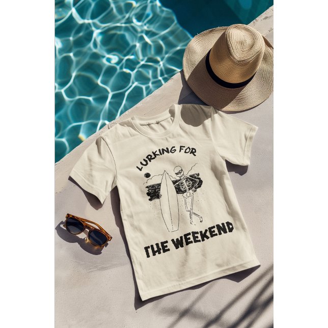 Surfans Skater uppströms Skeleton Surfboard/Beachw T Shirt (Skapare uppladdad)