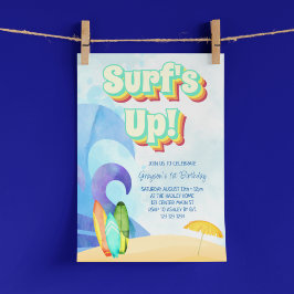 Surfans Up Retro Beach First Birthday Inbjudningar