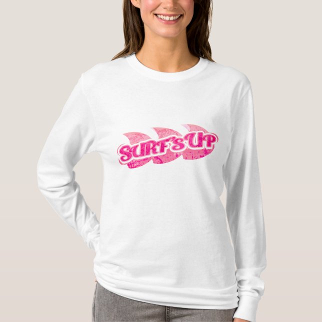 Surfans Up rosa Flickor vinkara hoodie eller T T-shirt (Framsida)