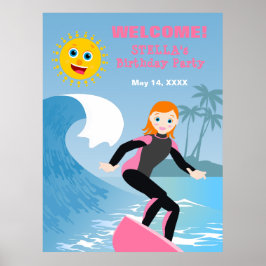 Surfans upp Girly-Födelsedagsfest Poster