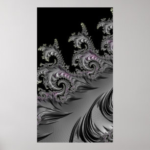 Surfans upp! Gunmetal Grått Fractal Abstact Art Poster