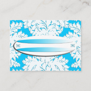 Surfans UPP Light Blue Damask Namn Place Card Placeringskort