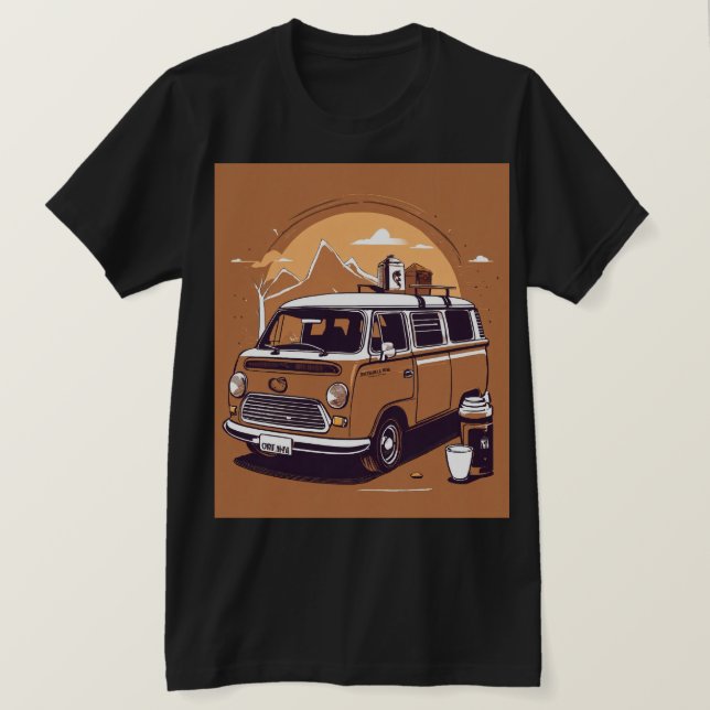 "Surfans upp: Lycklig Camper Van Sticker" T Shirt (Design framsida)