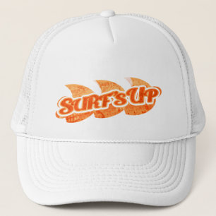 "Surfans upp"-orange påfyllnad på vit hatt Keps