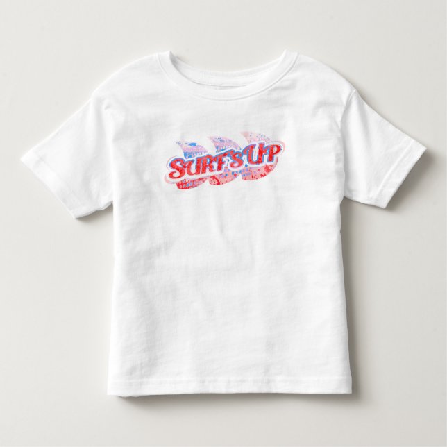 Surfans Upp-pojkes röda och blå surfande t-shirt (Framsida)