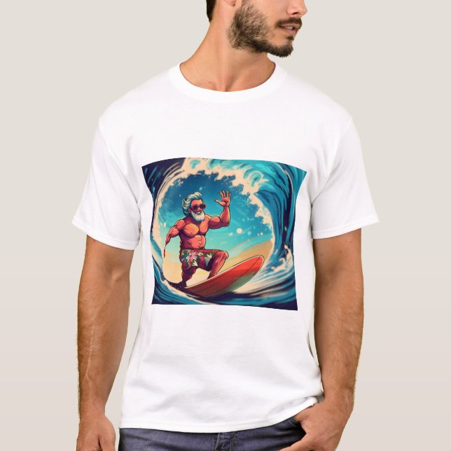 Surfans upp, Santa: Tropical Wave Rider Vibes" T Shirt (Framsida)