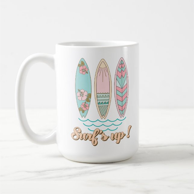 Surfans upp Surfboard Summer Beach Life Kaffemugg (Vänster)