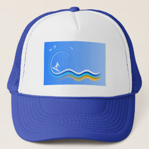 Surfans upp Surfer Surfing Silhouette Blue Hat Keps