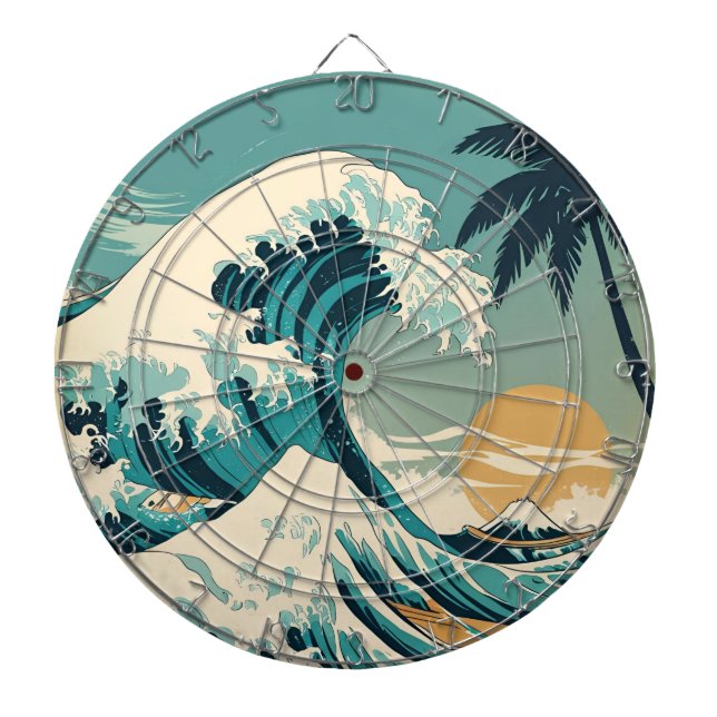 Surfans uppåtriktade Retro Wave Design Classic Cal Darttavla (Framsidan)