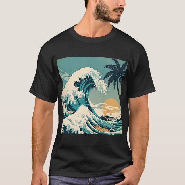 Surfans uppåtriktade Retro Wave Design Classic Cal T Shirt (Framsida)
