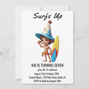 surfar upp på stranden födelsedagsfest inbjudan