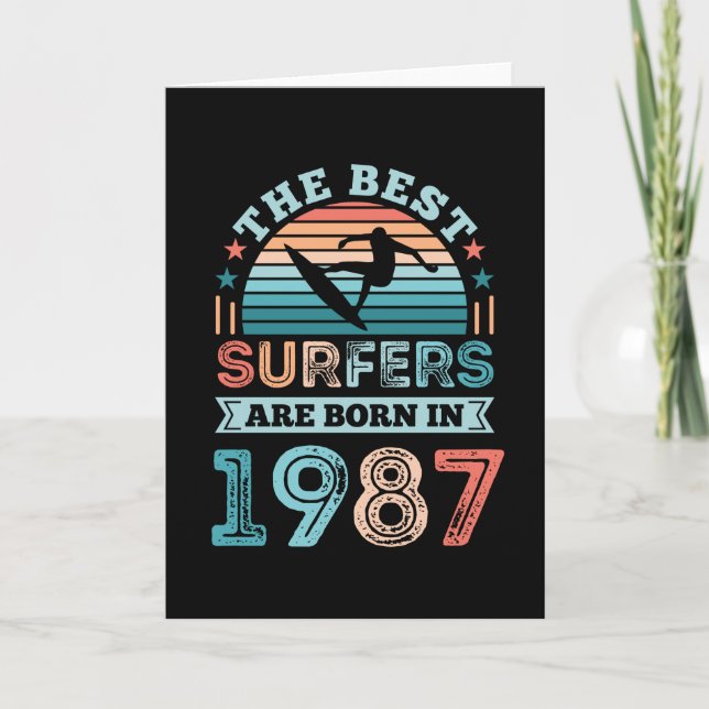 Surfare born 1987 40 Birthday surfing Gift Kort (Framsida)