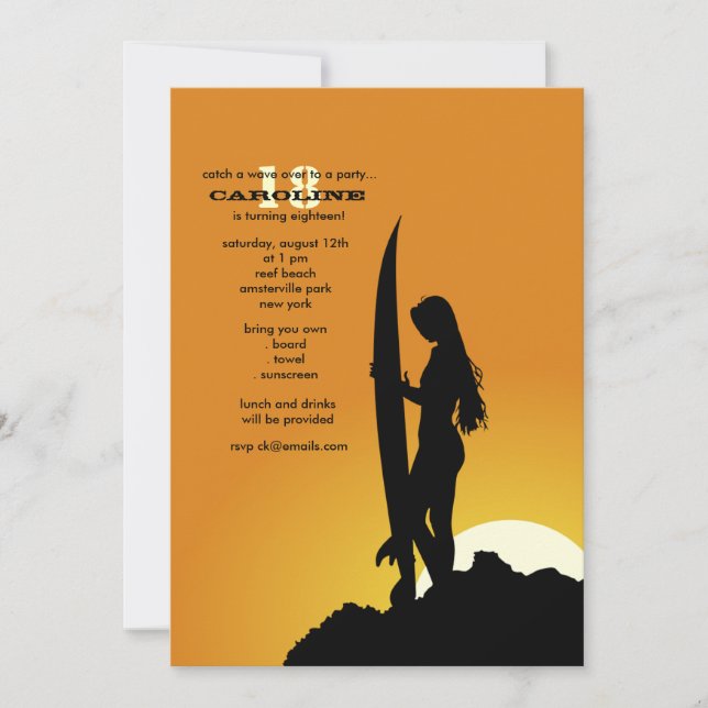 Surfare morgoninbjudan inbjudningar (Framsida)