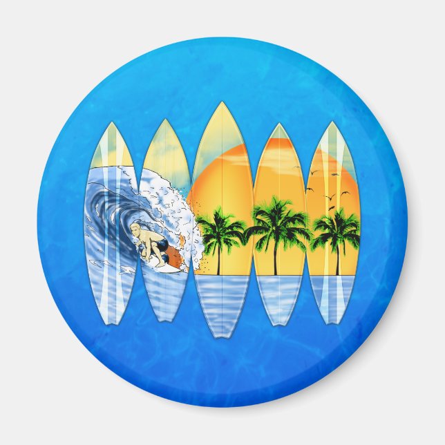 Surfare och surfbrädor magnet (Framsidan)