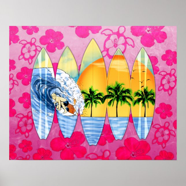 Surfare och surfbrädor poster (Framsidan)