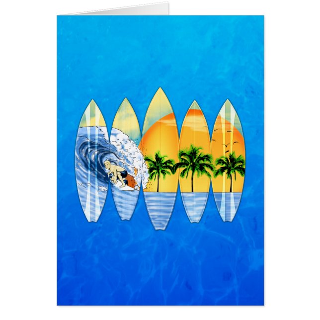Surfare och surfingbrädor hälsningskort (Framsidan)