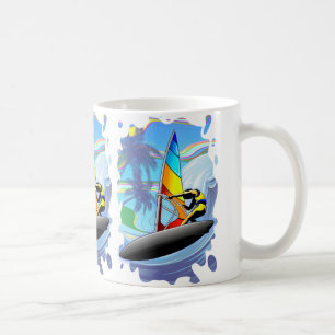 Surfare på för klassikervit för hav den vinkara kaffemugg