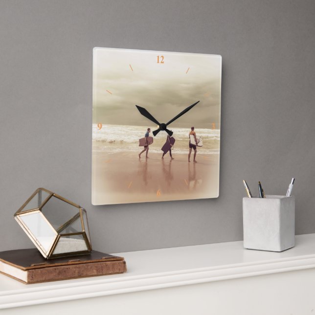 Surfare Retro Clock. Fyrkantig Klocka (Kontor)