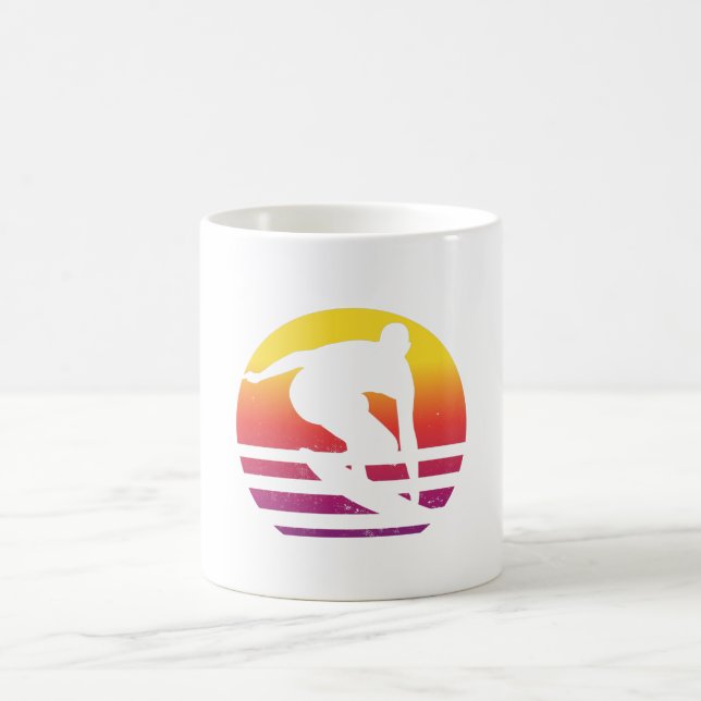 Surfare Retro Surfing Solnedgång Kaffemugg (Center)