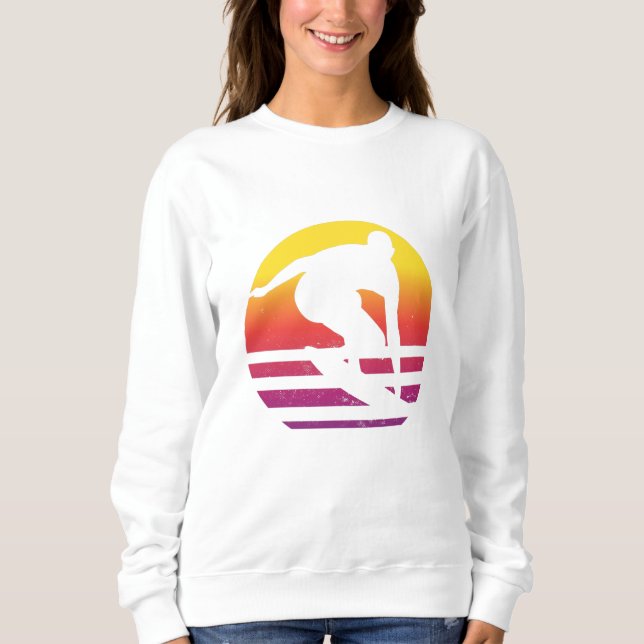Surfare Retro Surfing Solnedgång T Shirt (Framsida)