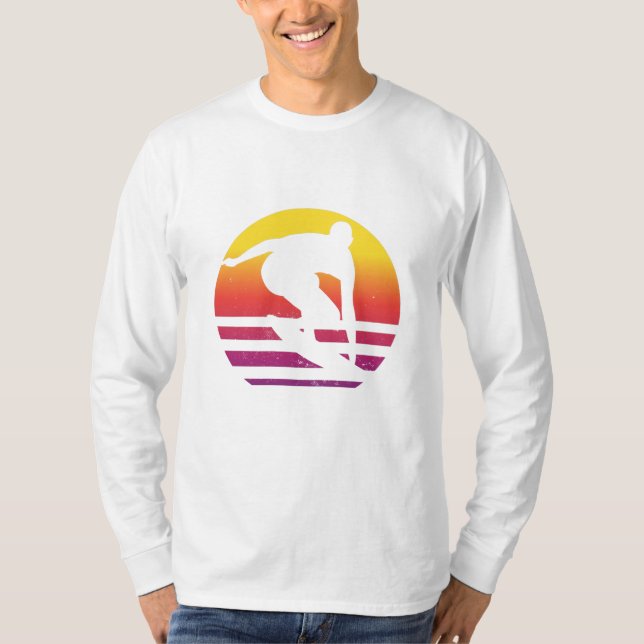 Surfare Retro Surfing Solnedgång T Shirt (Framsida)