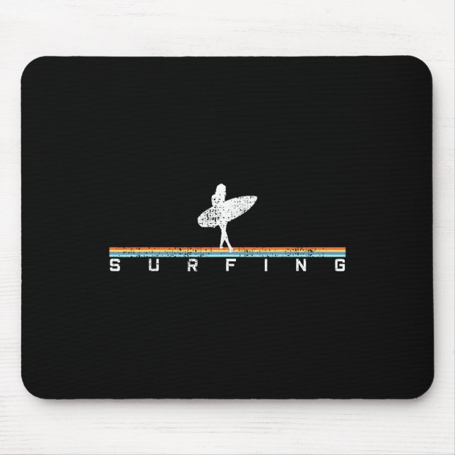 Surfare Surf Surfbräda Vintage Retro Stil  Musmatta (Framsidan)