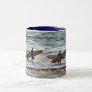 Surfare Surfa Ocean Beach Art Mugg Kopp